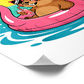 Funny Groundhog Hawaiian Flamingo Float Beach Summ Poster (Ecke)