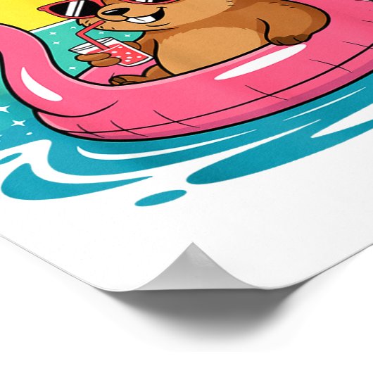 Funny Groundhog Hawaiian Flamingo Float Beach Summ Poster (Ecke)