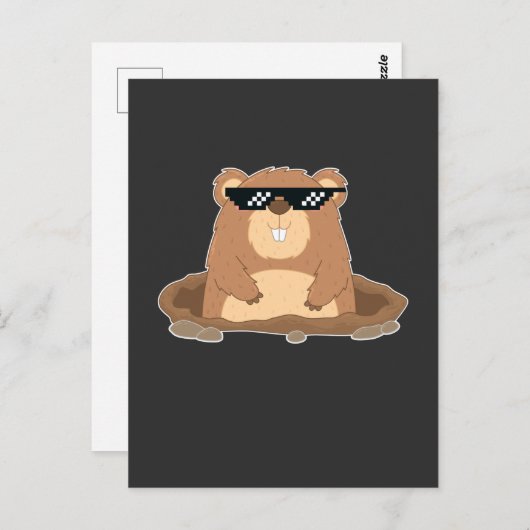 Funny Groundhog mit Sonnenbrille Spaß Postkarte (Vorne/Hinten)