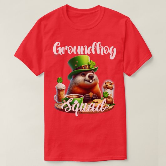 Funny Groundhog Squad Happy Groundhog St Patricks T-Shirt (Design vorne)