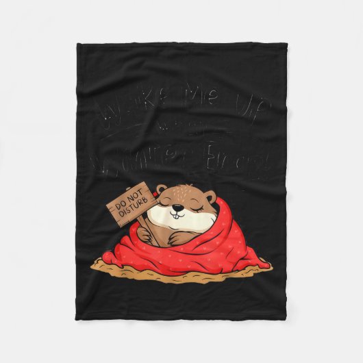 Funny Groundhog Wake Me Up When Winter Ends Ground Fleecedecke (Vorderseite)