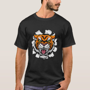 Funny Growling Mouth Open Bengalisch Tiger Birthda T-Shirt