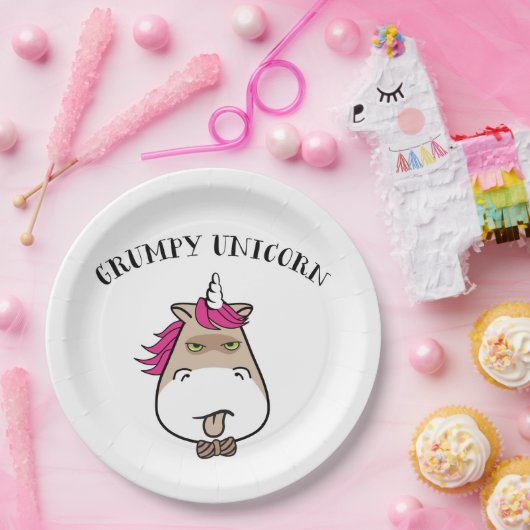Funny Grumpa Einhornpapierplatte Pappteller (Party)