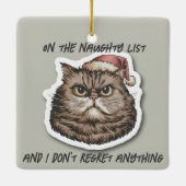 Funny grumpig wütend Cat Weihnachtsfeiertag Keramikornament (Rückseite)