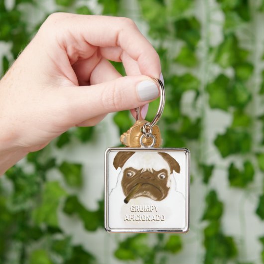 Funny Grumpy AFICIONADO Puggy Cigar Schlüsselanhänger (Hand)