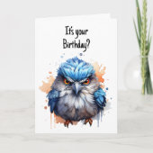 Funny Grumpy Bird Niedlich Fluffy Blue Sarcastic C Karte (Vorderseite)