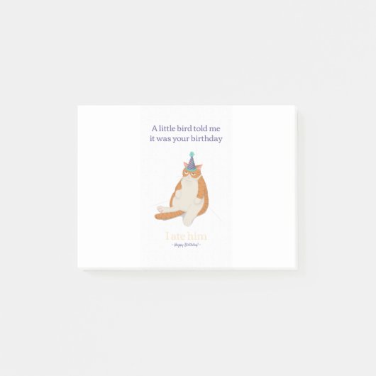 Funny Grumpy Birthday Cat, Happy Birthday Design Post-it Klebezettel (Vorderseite)