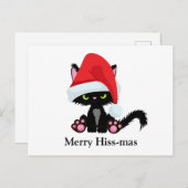 Funny Grumpy Black Cat Weihnachten Postkarte (Vorne/Hinten)