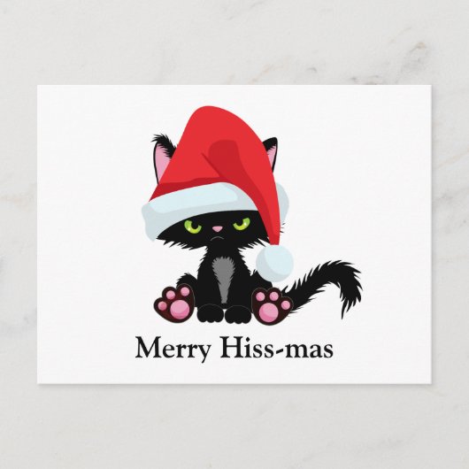 Funny Grumpy Black Cat Weihnachten Postkarte (Vorderseite)