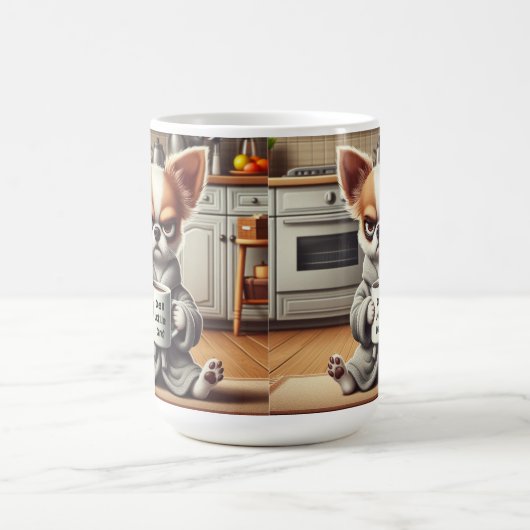 Funny Grumpy Cartoon Dog in Küchenszene Kaffeetasse (Mittel)