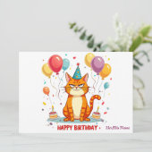 Funny Grumpy Cat Birthday Card – Balloon Overload Karte (Stehend Vorderseite)