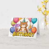 Funny Grumpy Cat Birthday Card - Cartoon Party Hum Karte (Gelbe Blume)