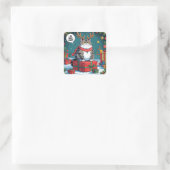 Funny Grumpy Cat Christmas Design – Fat Cat Quadratischer Aufkleber (Tasche)