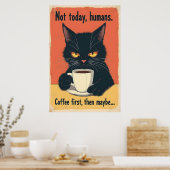 Funny Grumpy Cat Coffee Art Poster (Küche)
