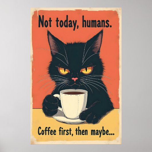 Funny Grumpy Cat Coffee Art Poster (Vorne)