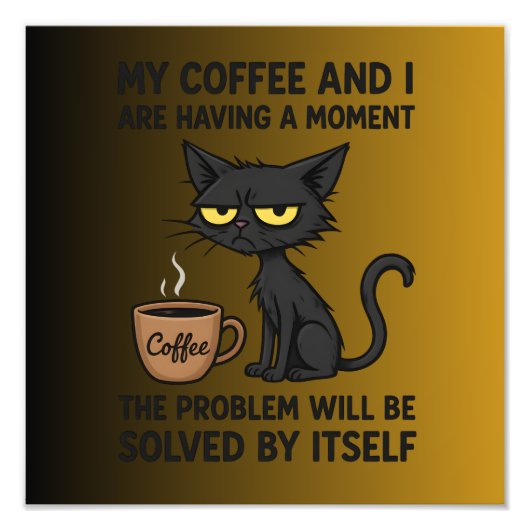 Funny Grumpy Cat Coffee Cartoon | Humor Coffee Fotodruck (Vorne)