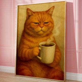 Funny Grumpy Cat Coffee Poster Vintages Öl Kunst