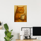 Funny Grumpy Cat Coffee Poster Vintages Öl Kunst (Heimbüro)