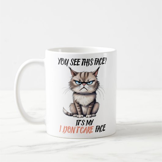 Funny Grumpy Cat Don't Care Face Kaffeetasse (Links)