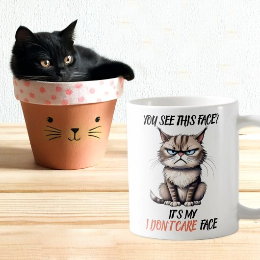 Funny Grumpy Cat Don't Care Face Kaffeetasse