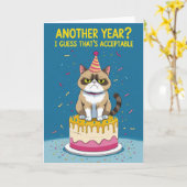 Funny Grumpy Cat - Ein weiteres Jahr? Ich schätze, Karte (Gelbe Blume)