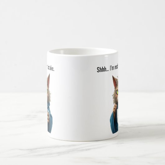 Funny Grumpy Cat in a Robe and Coffee Cat Kaffeetasse (Mittel)