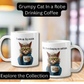 Funny Grumpy Cat in a Robe and Coffee Cat Kaffeetasse