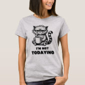 Funny Grumpy Cat Kaffee Schwarz-Weiß-Cartoon T-Shirt (Vorderseite)
