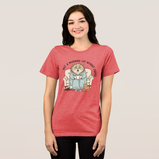 Funny Grumpy Cat Morning Coffee Illustration - Not Tri-Blend Shirt (Vorderseite voll)