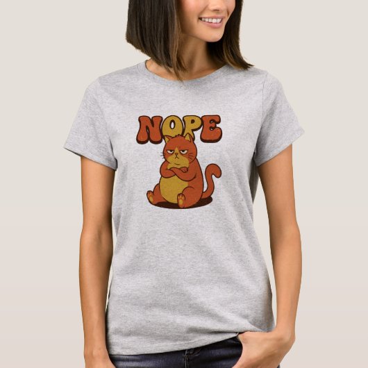 Funny Grumpy Cat "NOPE" T-Shirt - Retro 70s Style (Vorderseite)