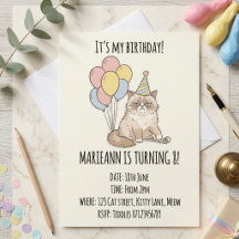 Funny Grumpy Cat Pastel Balloons Birthday Party