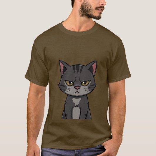 Funny Grumpy Charcoal Tabby Cat Sassy Stare 🐾😒 T-Shirt (Vorderseite)