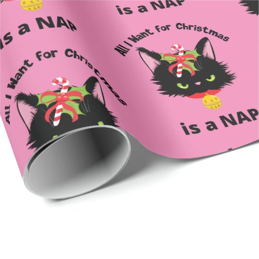 Funny Grumpy Christmas Cat Geschenkpapier (Rolleneckpunkt)