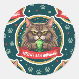 Funny Grumpy Christmas Cat Sticker – Ornament cat