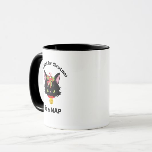 Funny Grumpy Christmas Cat Tasse (Vorderseite Links)