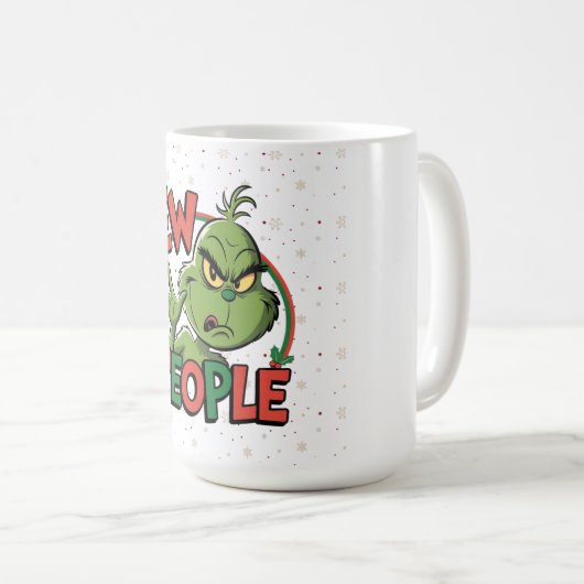 Funny Grumpy Christmas “Ew People” Cartoon Design Kaffeetasse (VorderseiteRechts)