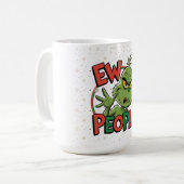 Funny Grumpy Christmas “Ew People” Cartoon Design  Kaffeetasse (Vorderseite Links)