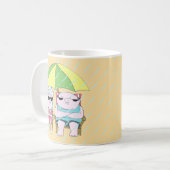 Funny Grumpy Couple am Strand in Rain Art Kaffeetasse (Vorderseite Links)