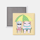 Funny Grumpy Couple am Strand in Rain Art Magnet (Vorderseite/Rückseite)