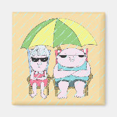Funny Grumpy Couple am Strand in Rain Art Magnet (Vorne)