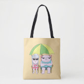 Funny Grumpy Couple am Strand in Rain Art Tasche (Vorderseite)