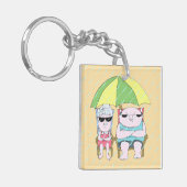 Funny Grumpy Couple am Strand Schlüsselanhänger (Vorderseite links)