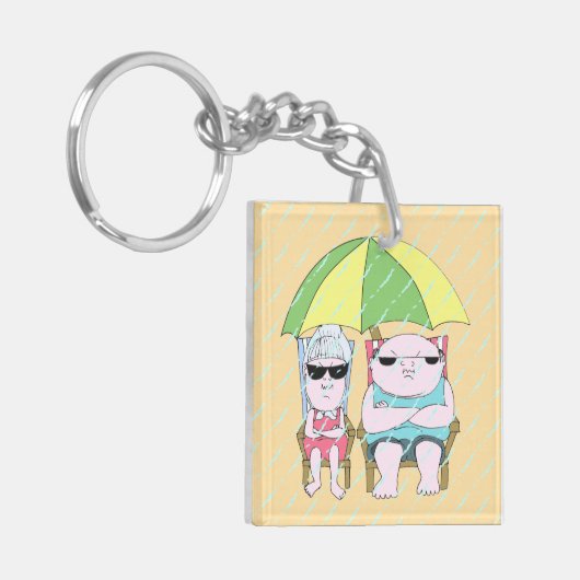 Funny Grumpy Couple am Strand Schlüsselanhänger (Vorderseite links)