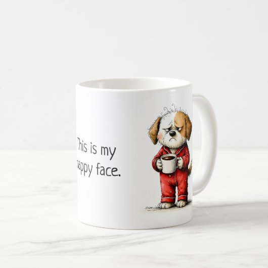   Funny Grumpy Dog - This Is My Happy Face Kaffeetasse (VorderseiteRechts)