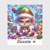 Funny Grumpy Elf Weihnachten Aufkleber (Blatt)