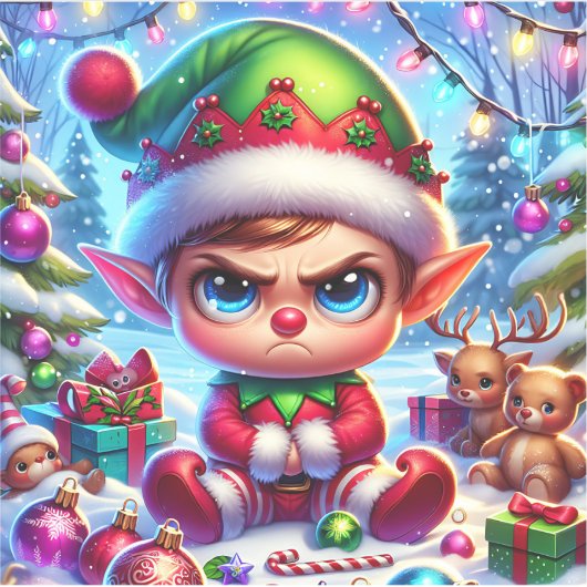 Funny Grumpy Elf Weihnachten Aufkleber (Vorderseite)