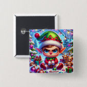 Funny Grumpy Elf Weihnachten Button (Vorne & Hinten)