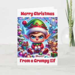 Funny Grumpy Elf Weihnachten | Ich wünschte, ich w Karte
