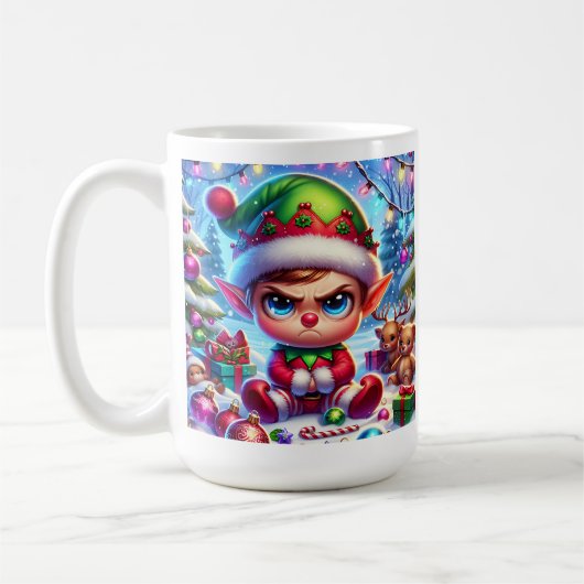 Funny Grumpy Elf Weihnachten Kaffeetasse (Links)