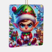 Funny Grumpy Elf Weihnachten Keramikornament (Rechts)